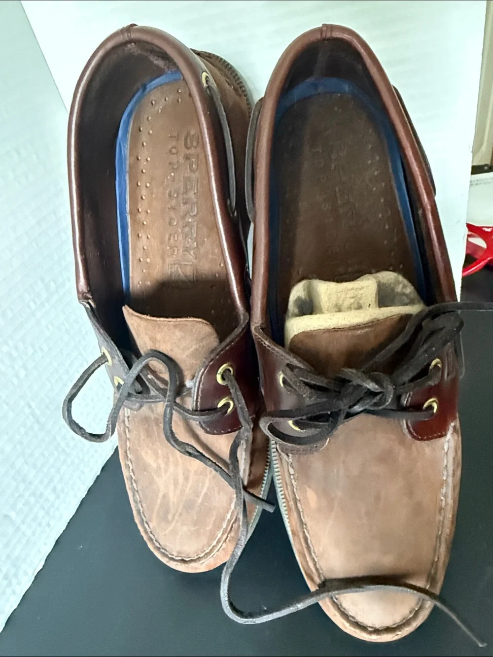Sperry Brown Leather & Dark Brown Two-Tone Boat Shoes